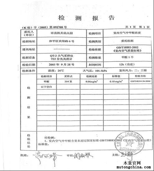 甲醛檢測報告